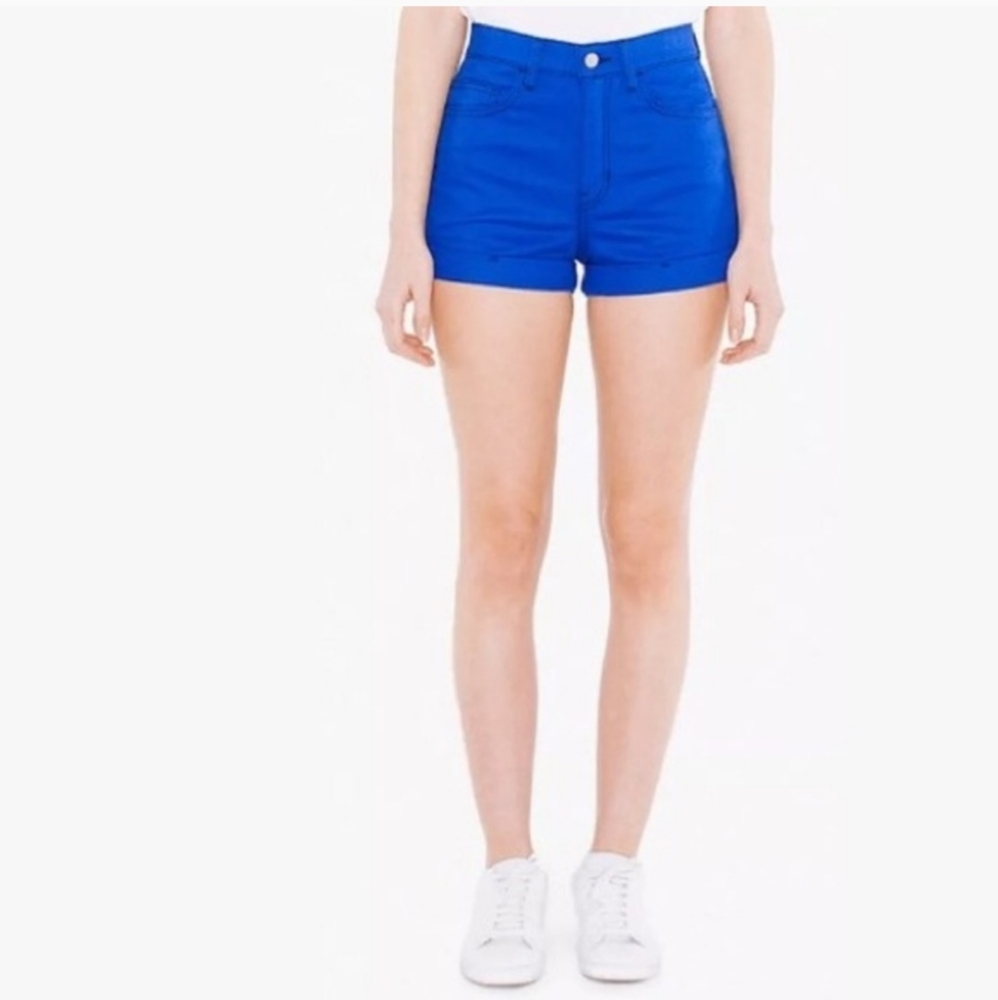 American Apparel Cobalt High-Rise Denim Shorts